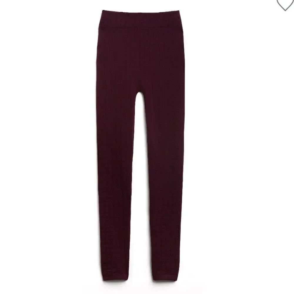 BURGUNDY MTLA Fleece Cable Knit Leggings!